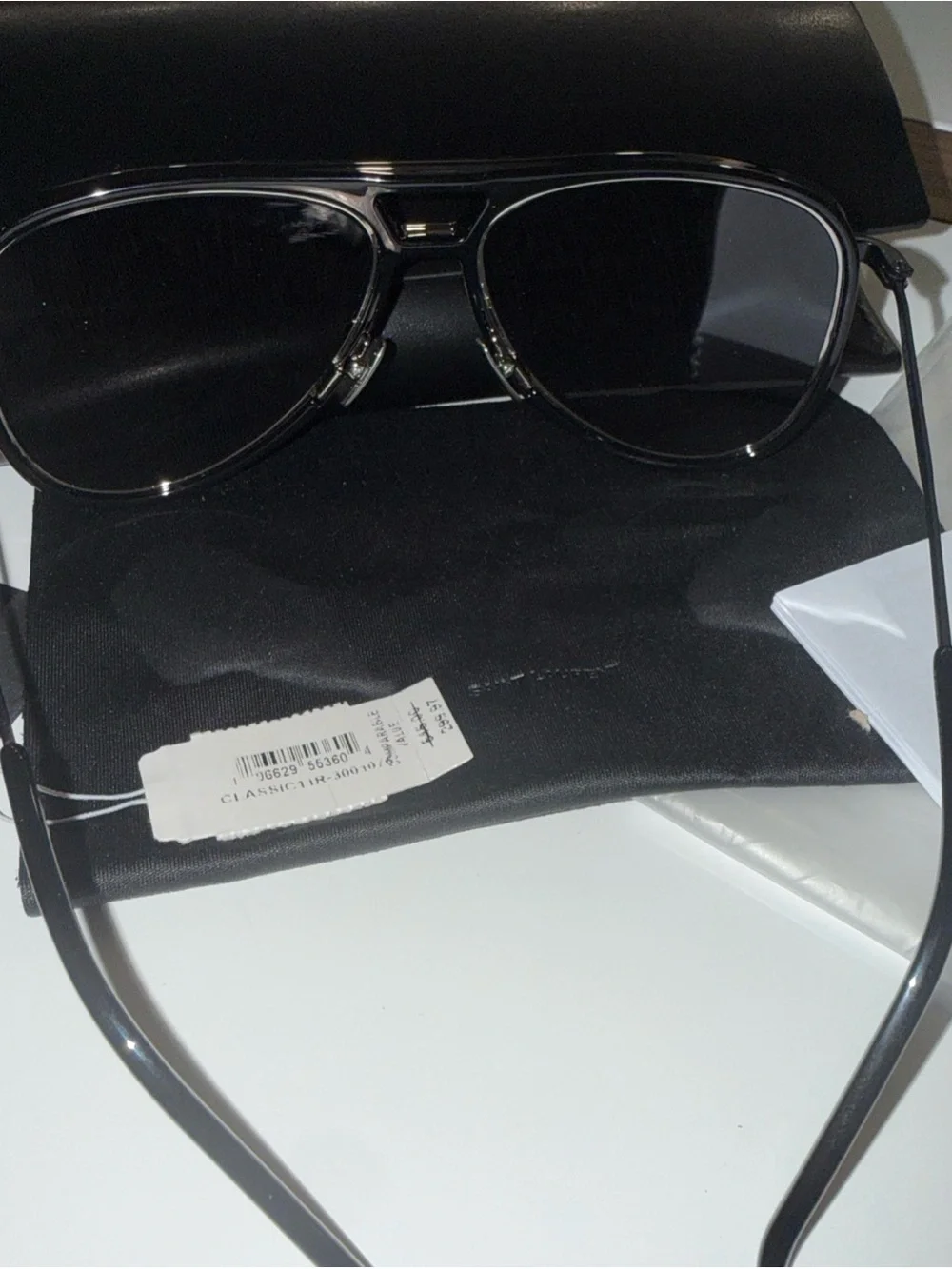 YSL Saint Laurent 56mm Pilot Aviator Mirror Black Sunglasses New $610